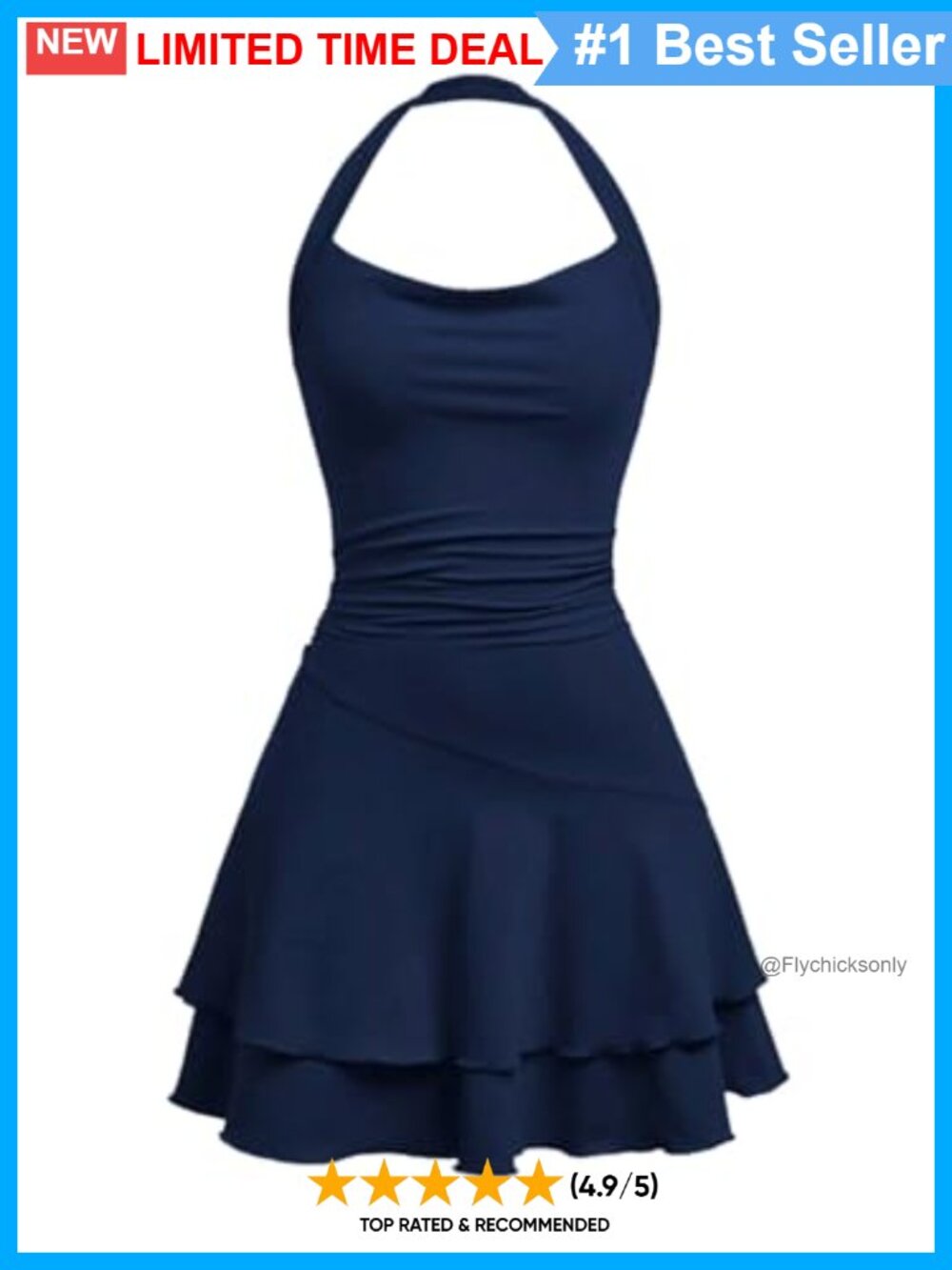 Girls Ruched Ruffle Halter Mini Skater Dress A-Line Sleeveless